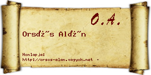 Orsós Alán névjegykártya