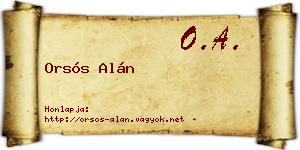 Orsós Alán névjegykártya