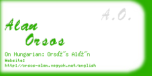 alan orsos business card